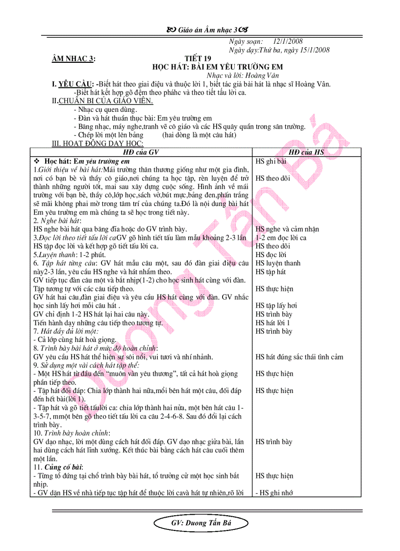 image for page Giáo án âm nhạc lớp 3