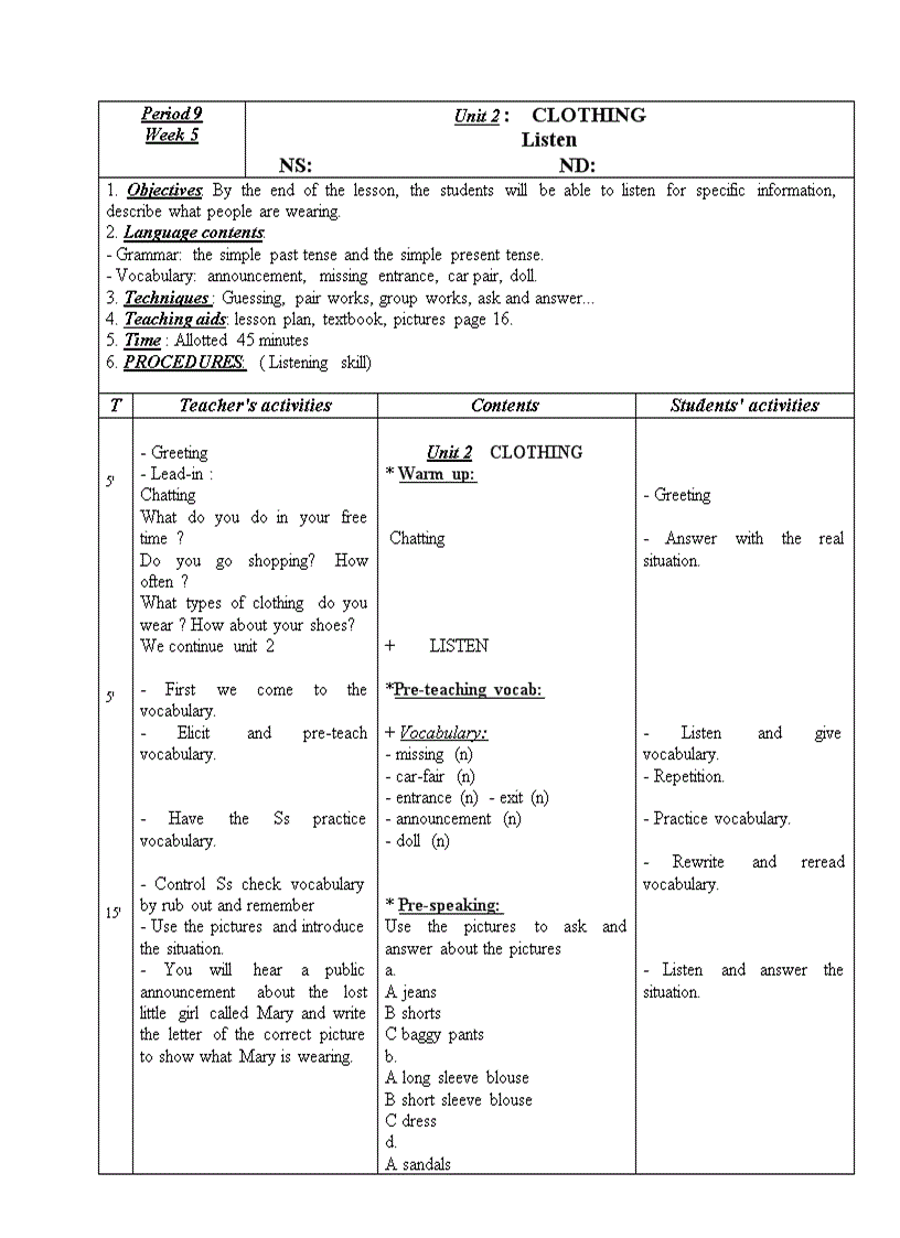 image for page Giáo án anh 9 U 1 2