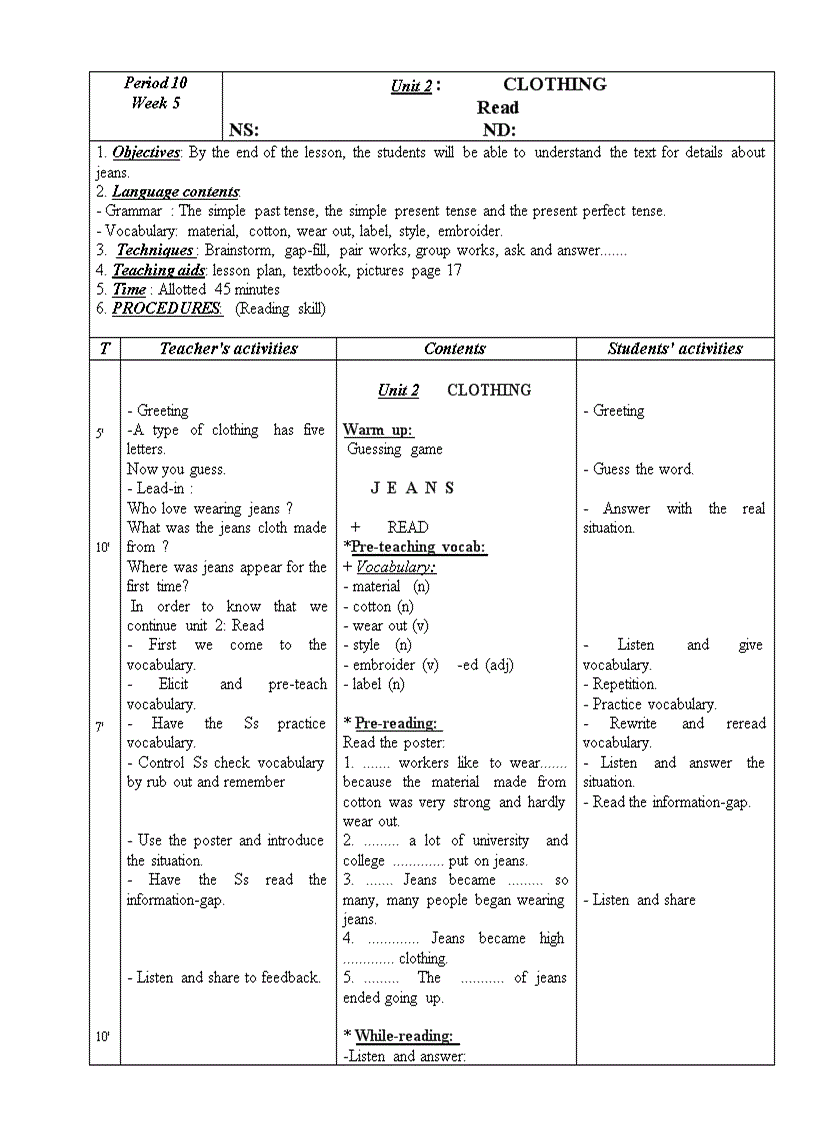 image for page Giáo án anh 9 U 1 2