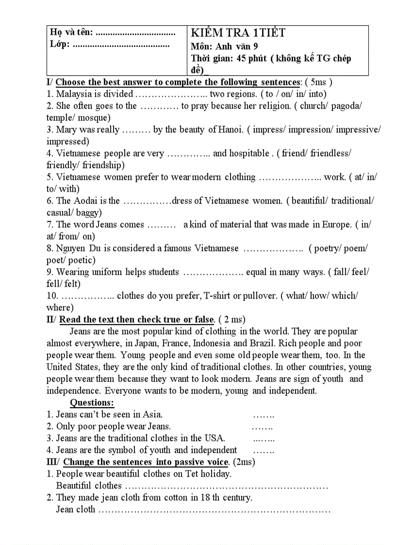 image for page Giáo án anh 9 U 1 2