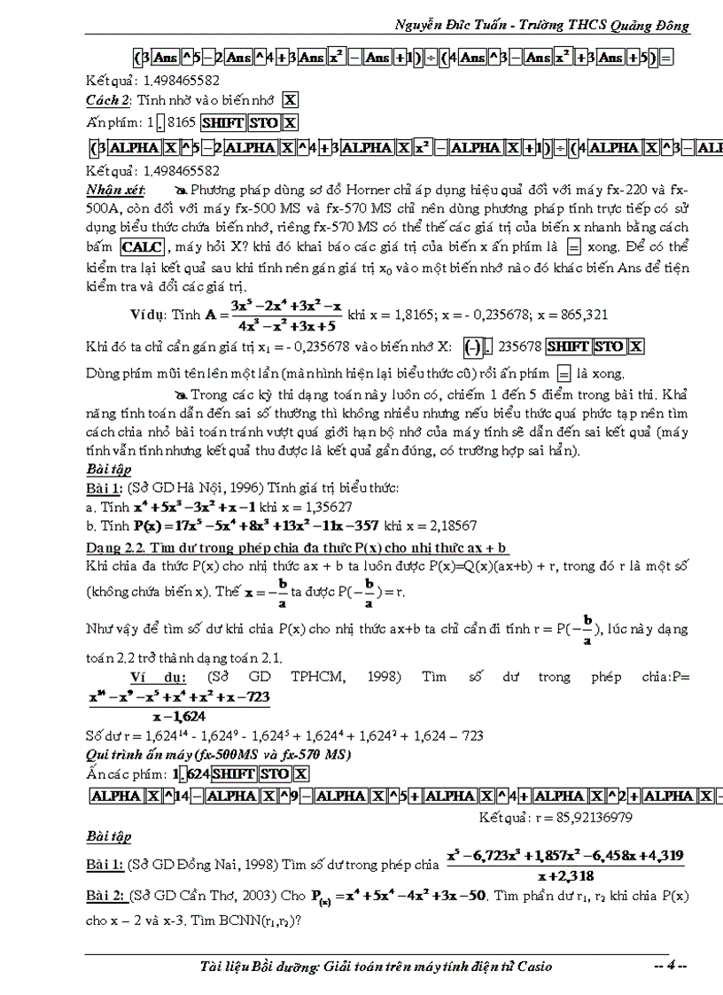 image for page Giáo án bồi dưỡng CASIO