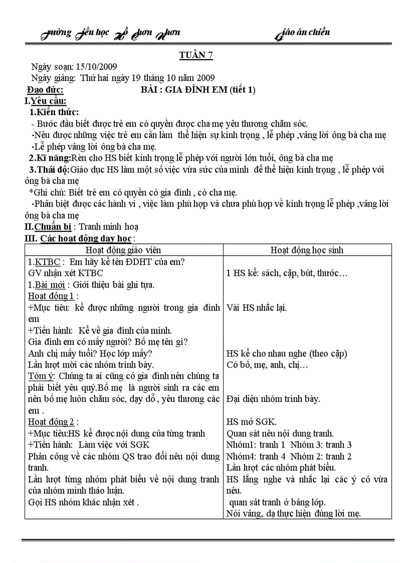 image for page Giáo án chiều tuần 7 lớp 1