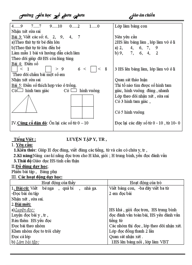 image for page Giáo án chiều tuần 7 lớp 1