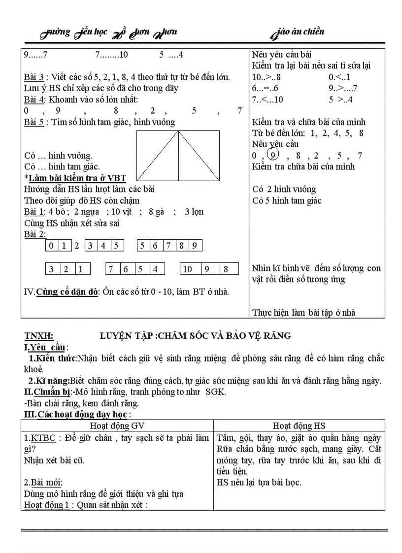 image for page Giáo án chiều tuần 7 lớp 1