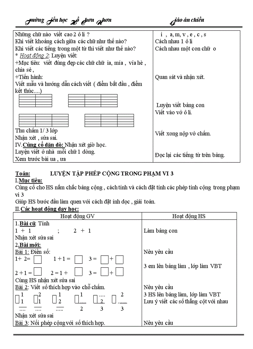 image for page Giáo án chiều tuần 7 lớp 1