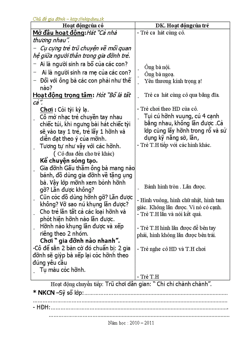image for page Giao an chu de gia dinh tron bo tuan