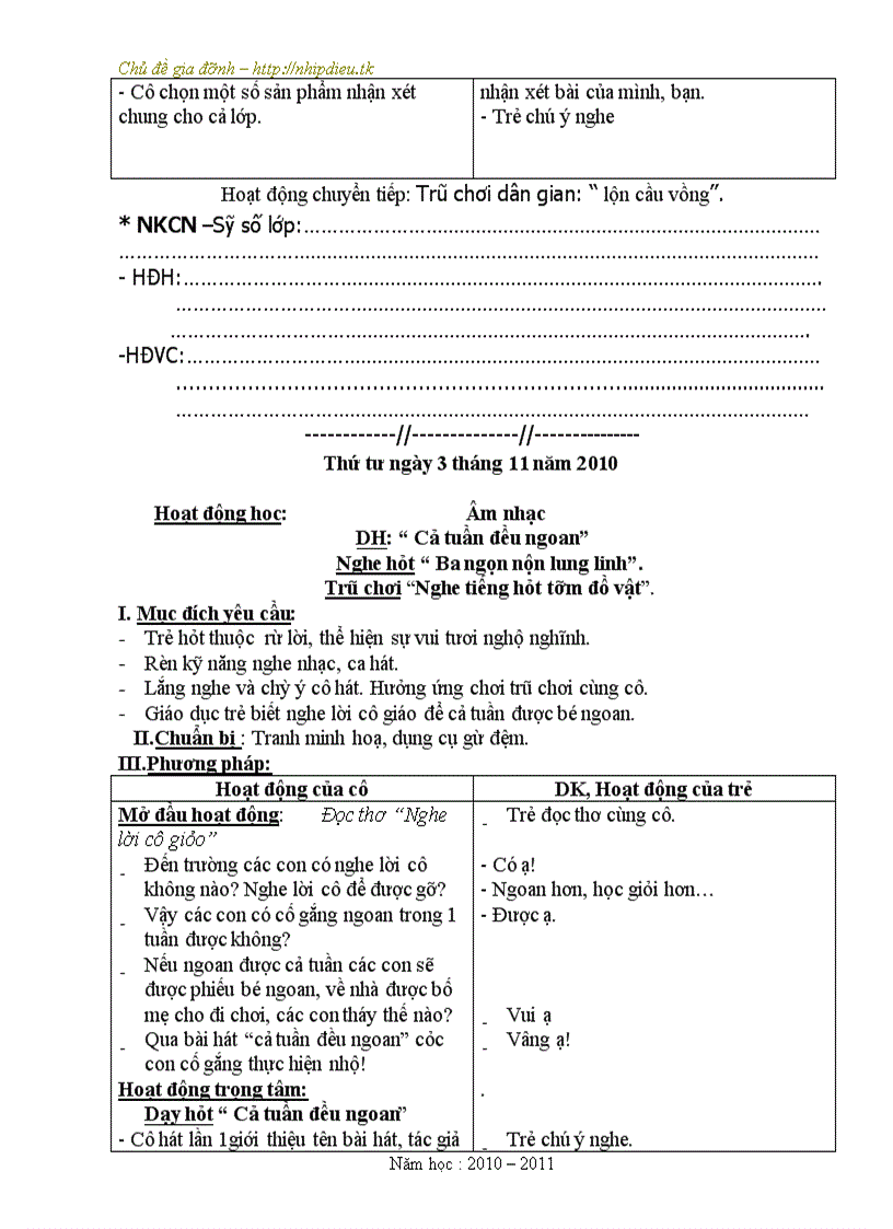 image for page Giao an chu de gia dinh tron bo tuan
