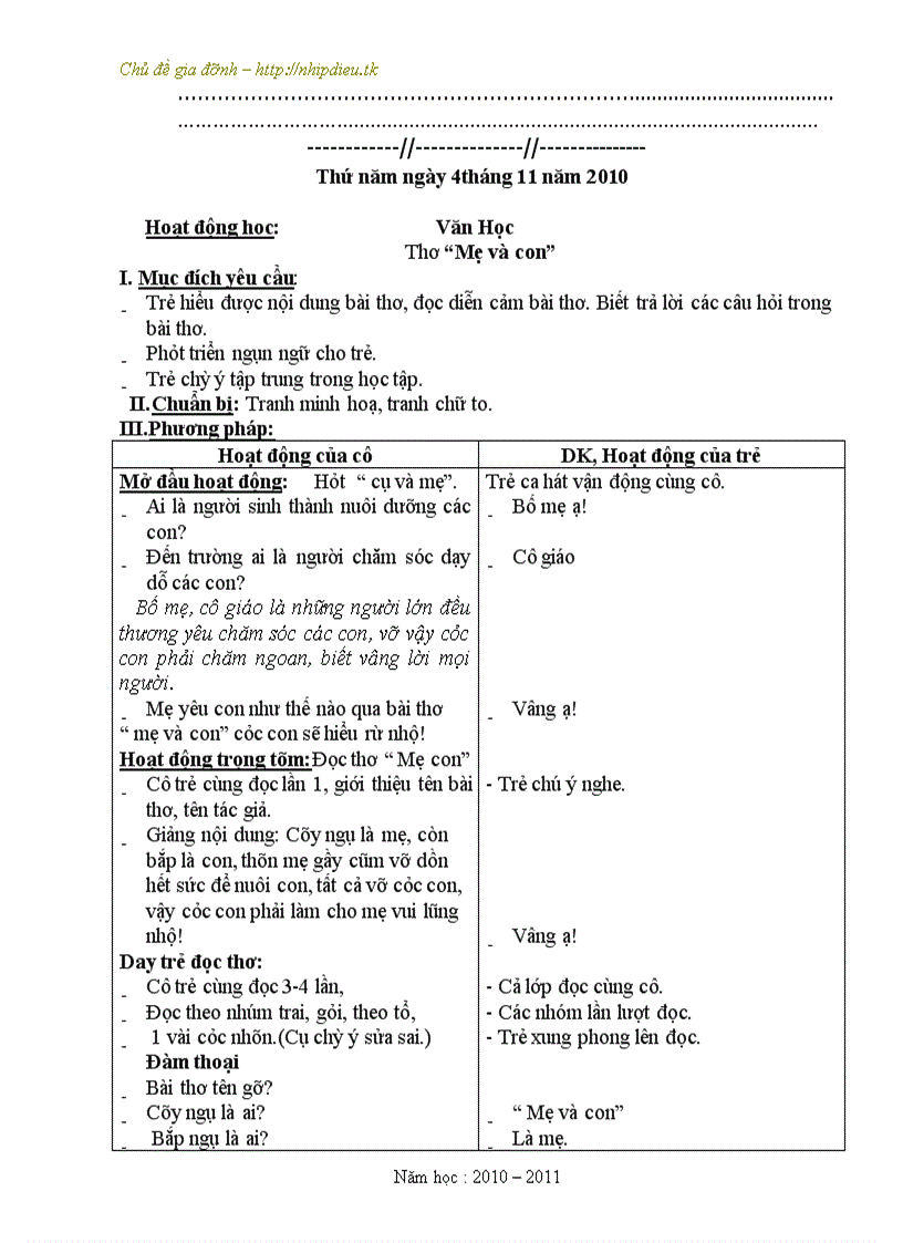 image for page Giao an chu de gia dinh tron bo tuan