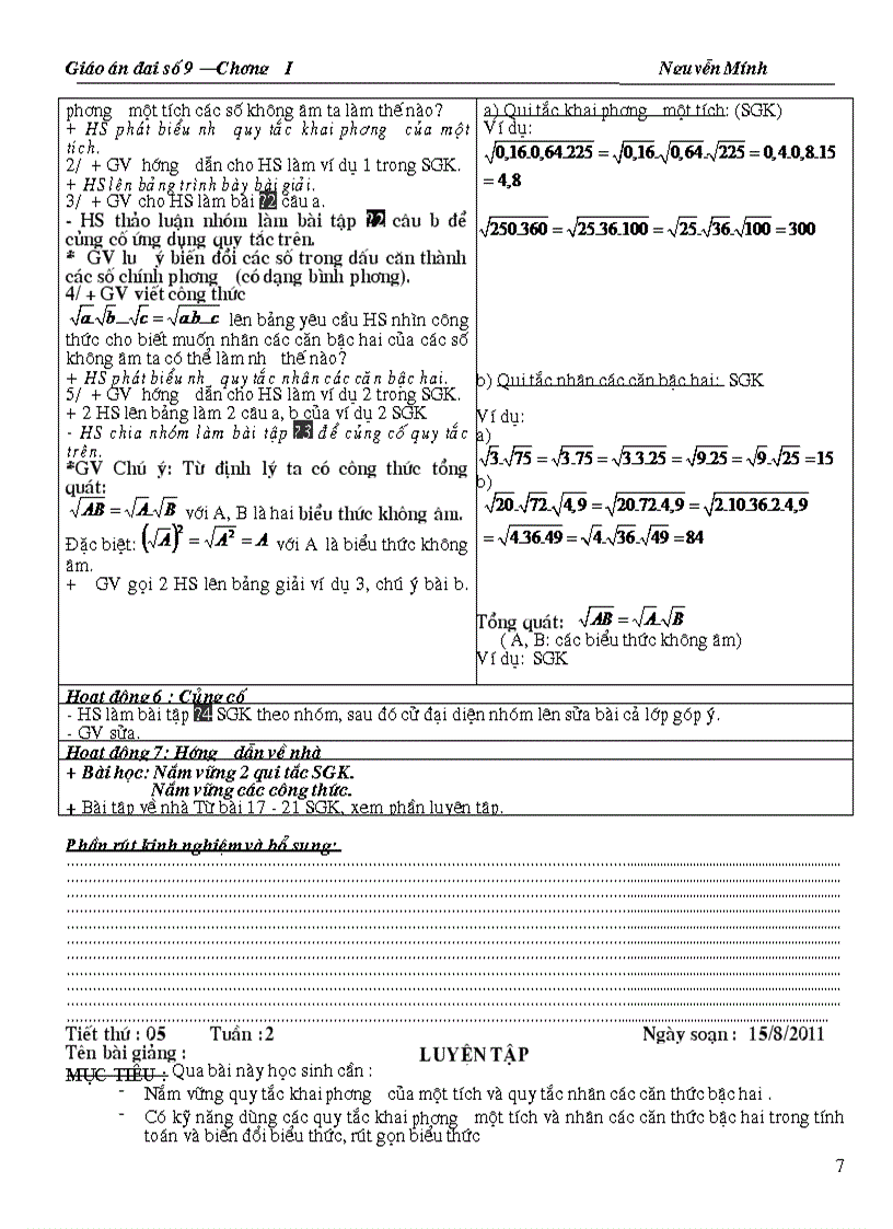 image for page Giao an chuong I dai 9