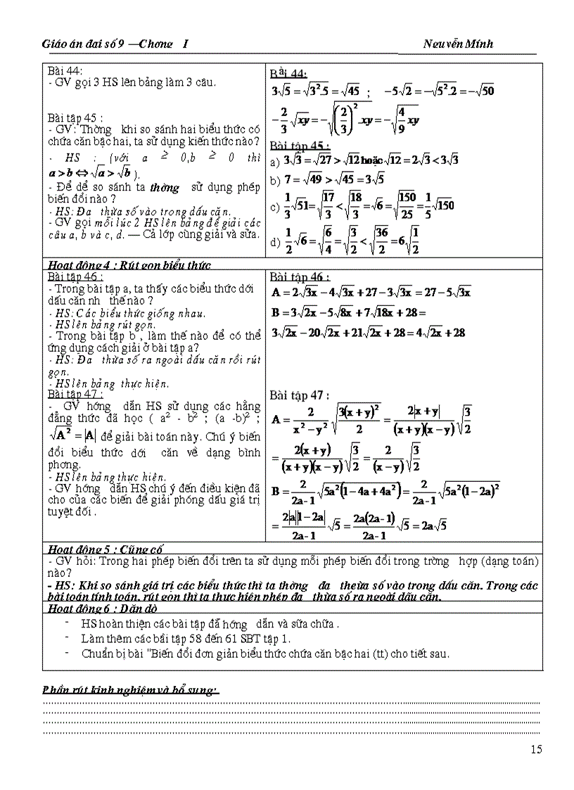 image for page Giao an chuong I dai 9