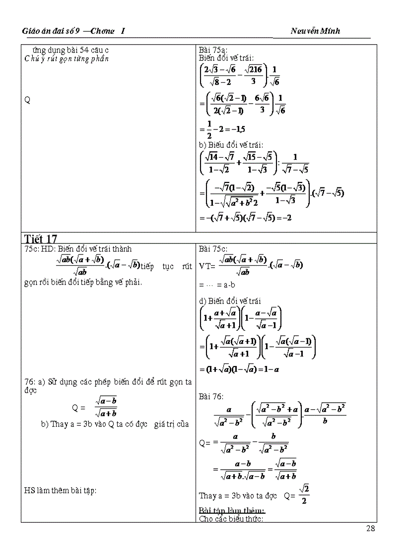 image for page Giao an chuong I dai 9