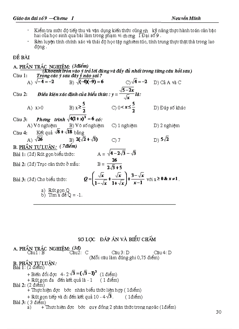 image for page Giao an chuong I dai 9