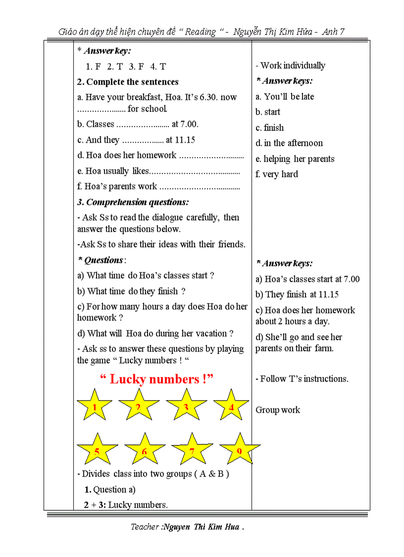 image for page Giáo án chuyên đề Reading Anh 7