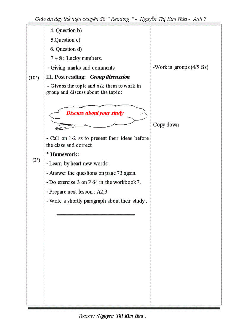 image for page Giáo án chuyên đề Reading Anh 7