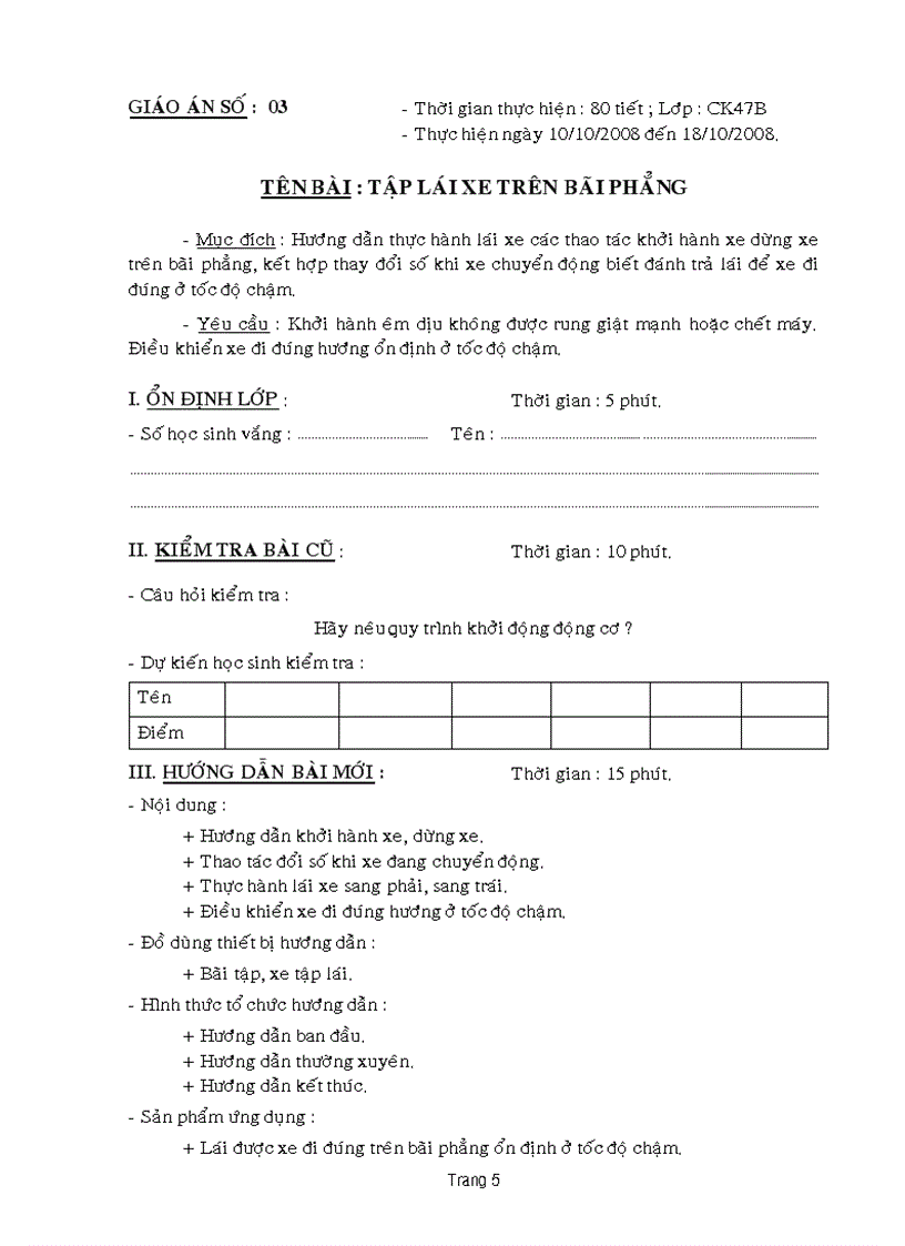 image for page Giao an day thuc hanh lai xe ôtô