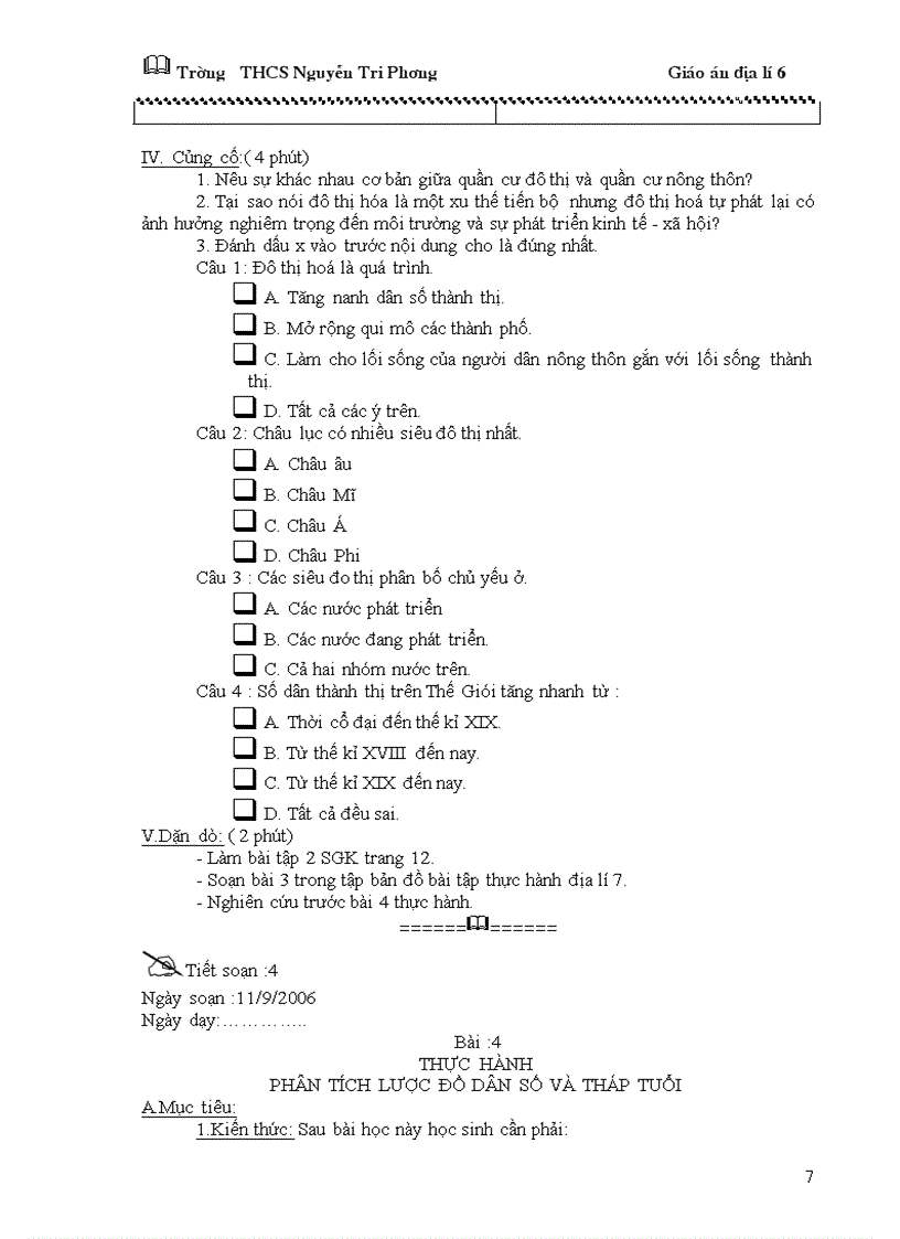 image for page Giáo án địa lý 6