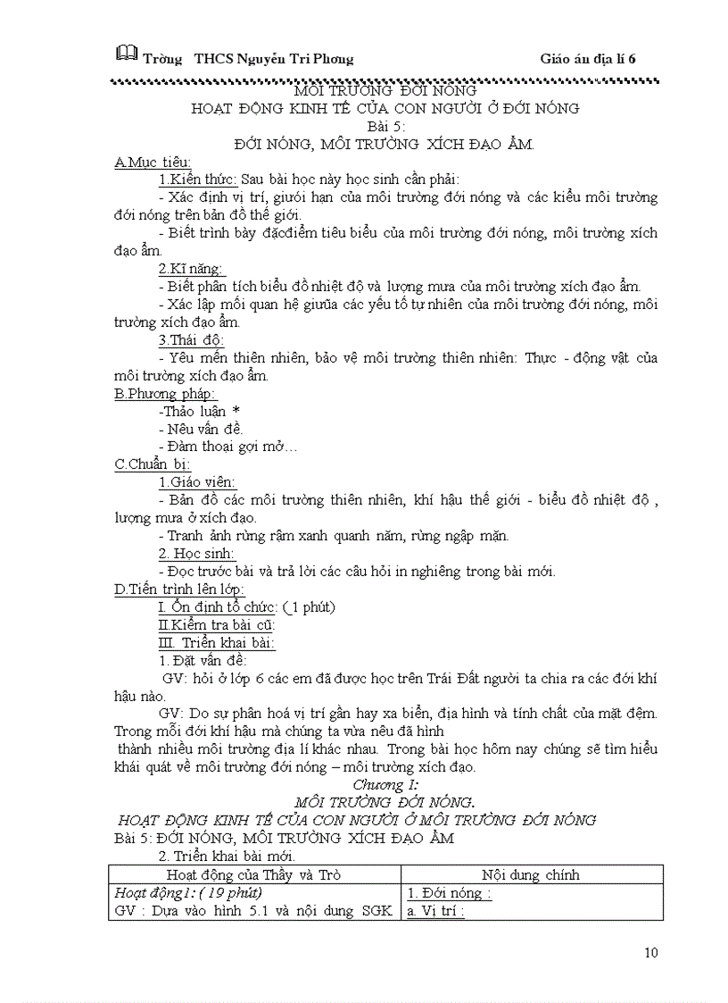 image for page Giáo án địa lý 6