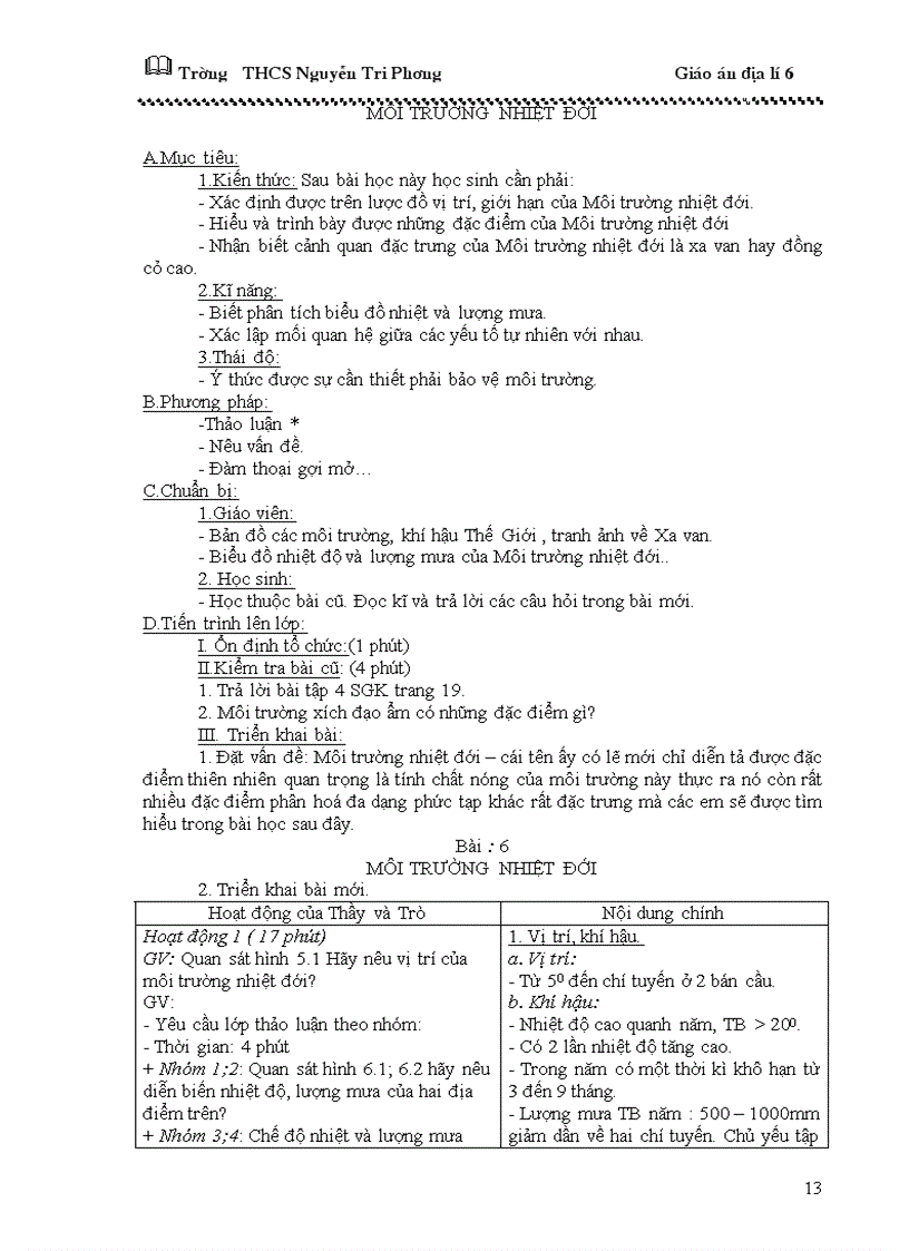 image for page Giáo án địa lý 6