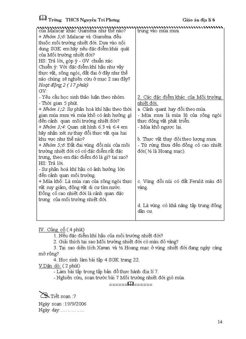 image for page Giáo án địa lý 6