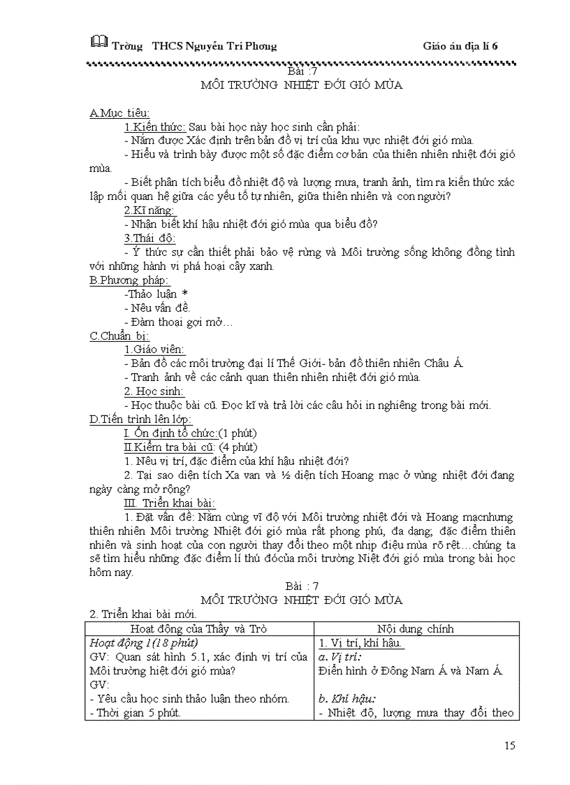 image for page Giáo án địa lý 6