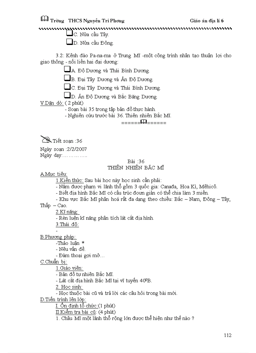 image for page Giáo án địa lý 6