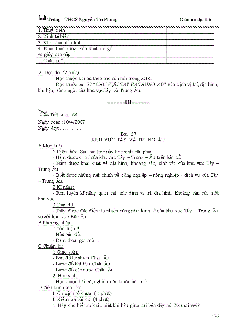 image for page Giáo án địa lý 6