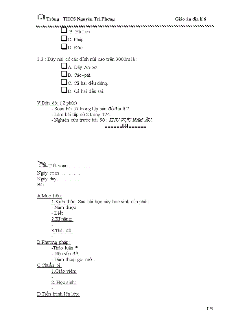 image for page Giáo án địa lý 6