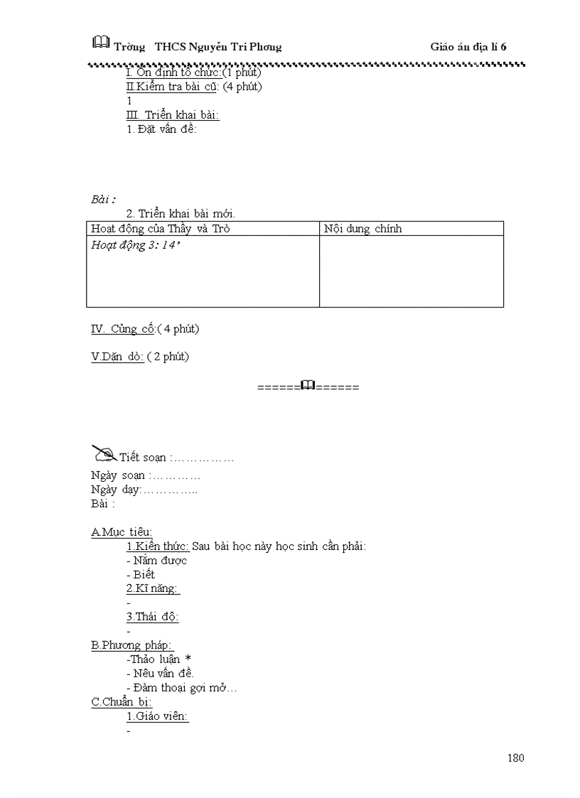 image for page Giáo án địa lý 6