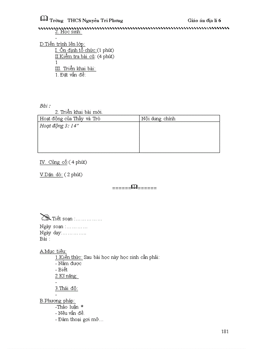 image for page Giáo án địa lý 6