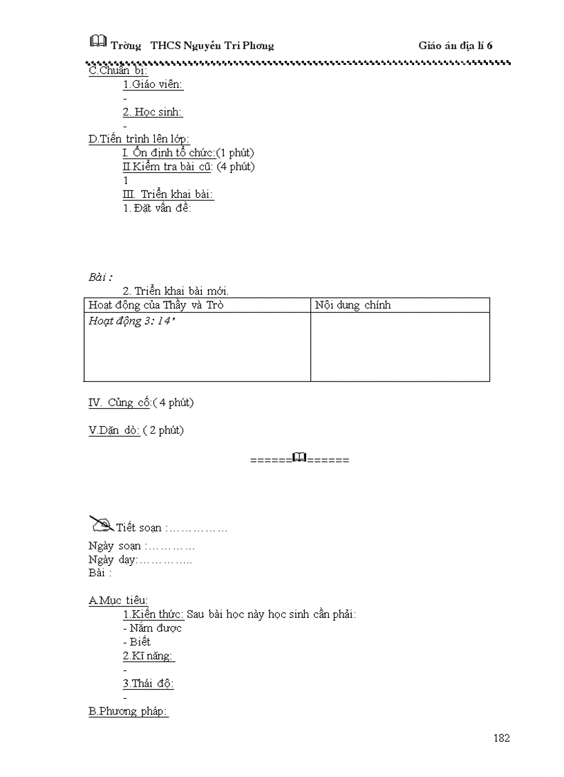 image for page Giáo án địa lý 6