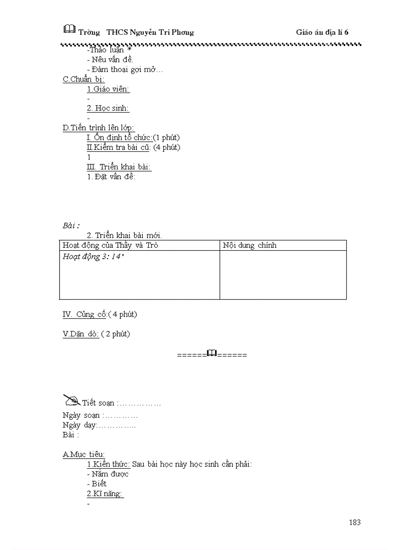 image for page Giáo án địa lý 6