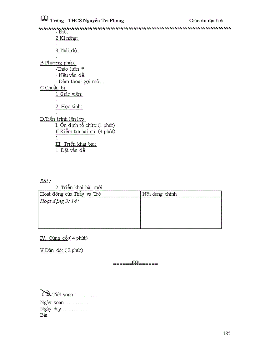 image for page Giáo án địa lý 6