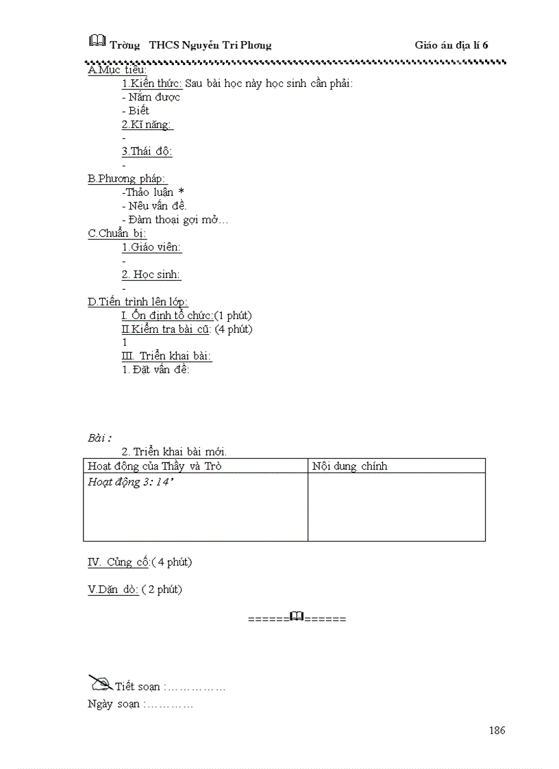 image for page Giáo án địa lý 6