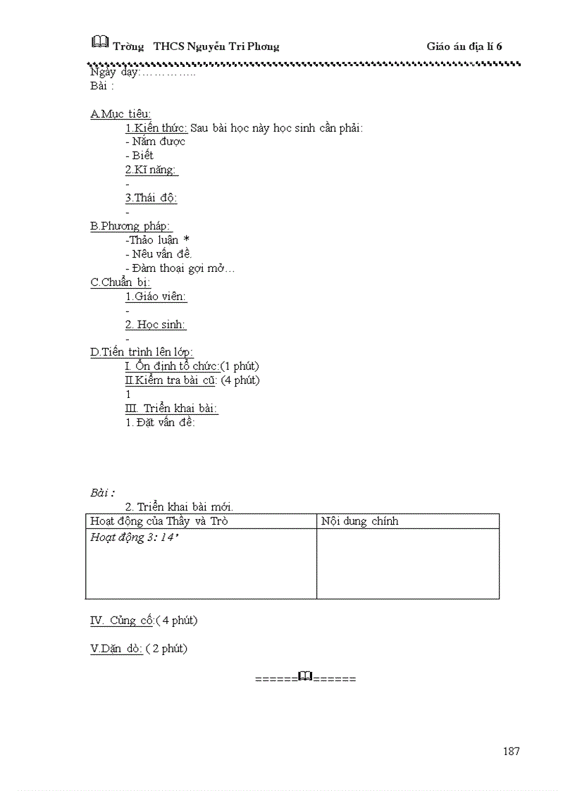 image for page Giáo án địa lý 6