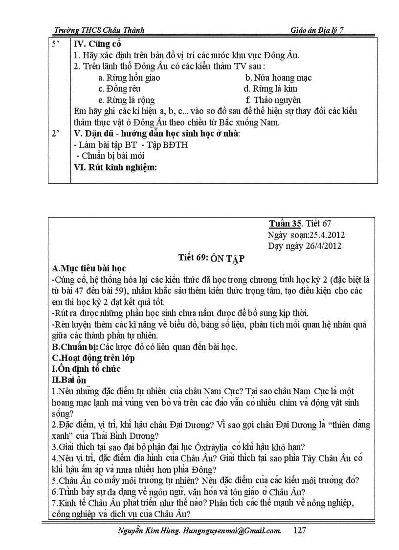 image for page Giáo án địalí 7 chuẩn kiến thức mới 2011 2012