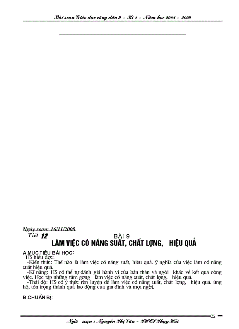 image for page Giáo án Giáo dục công dân 9 Kì 1