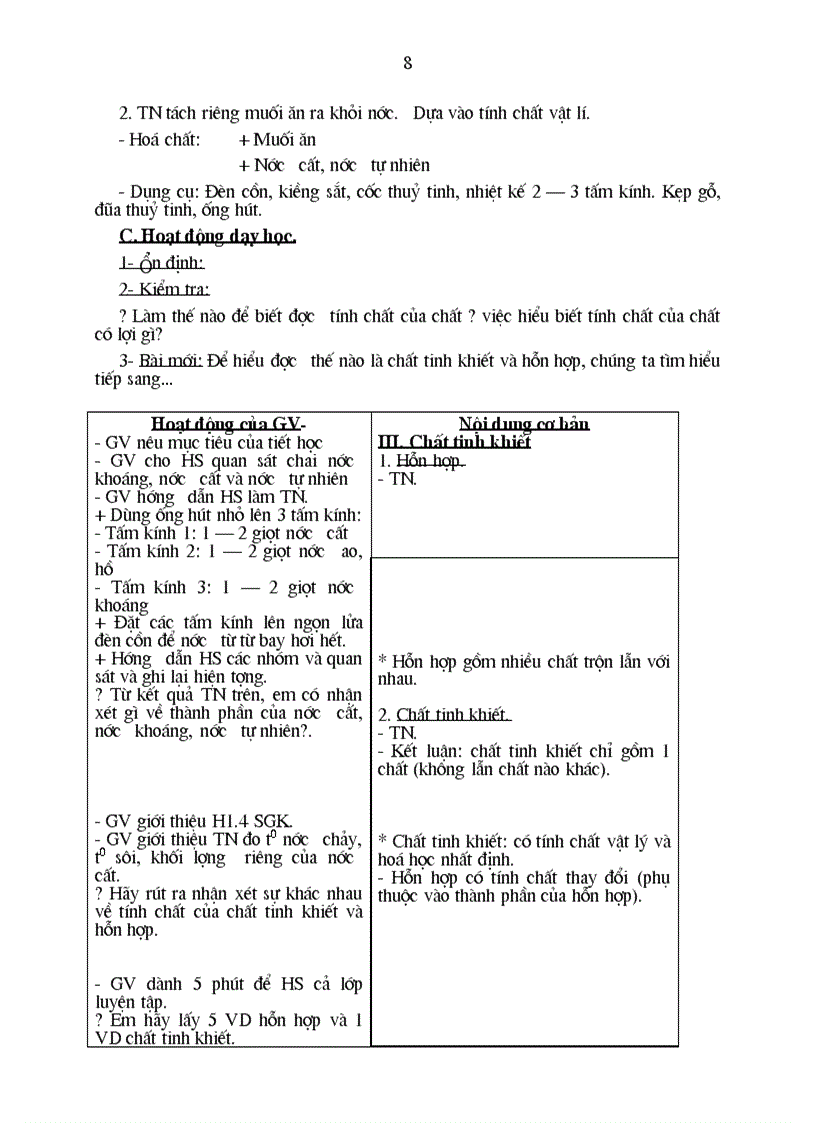 image for page Giao an hóa 8 đặc biệt