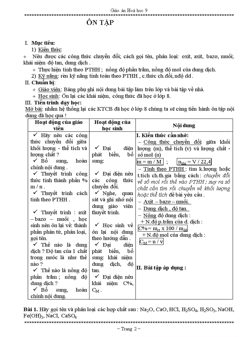 image for page Giáo án hóa 9 siêu gọn chuẩn