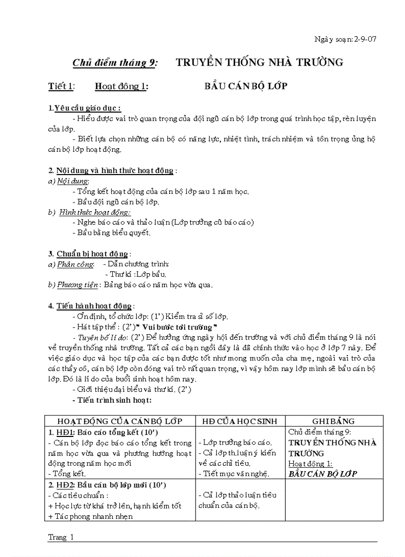 image for page Giao an Hoat Dong Ngoai Gio HK2 lop 7