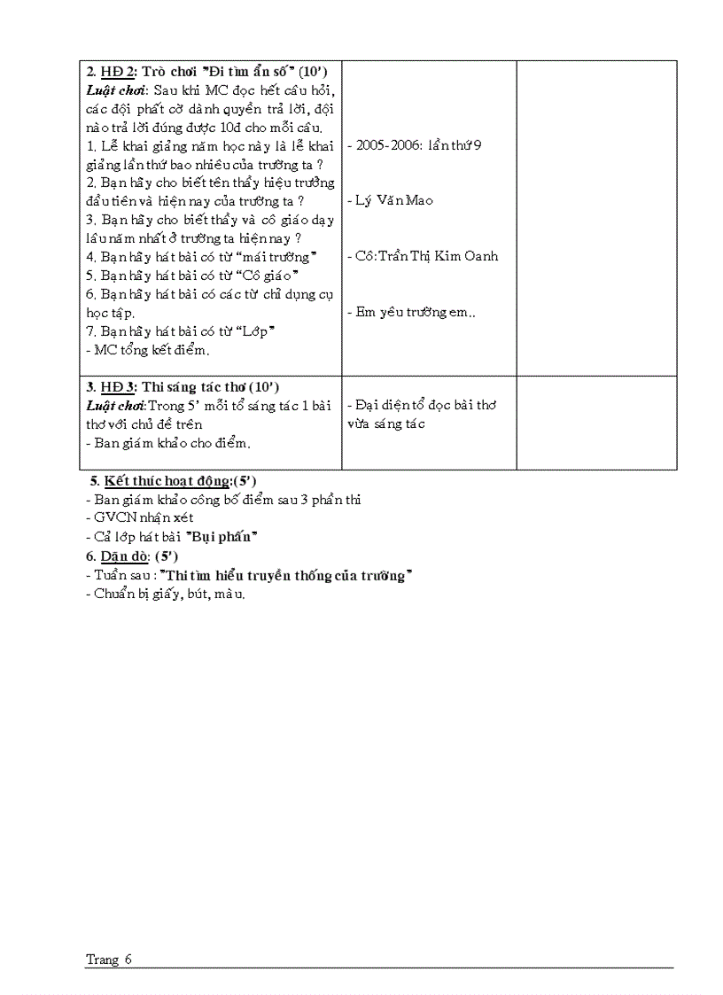 image for page Giao an Hoat Dong Ngoai Gio HK2 lop 7