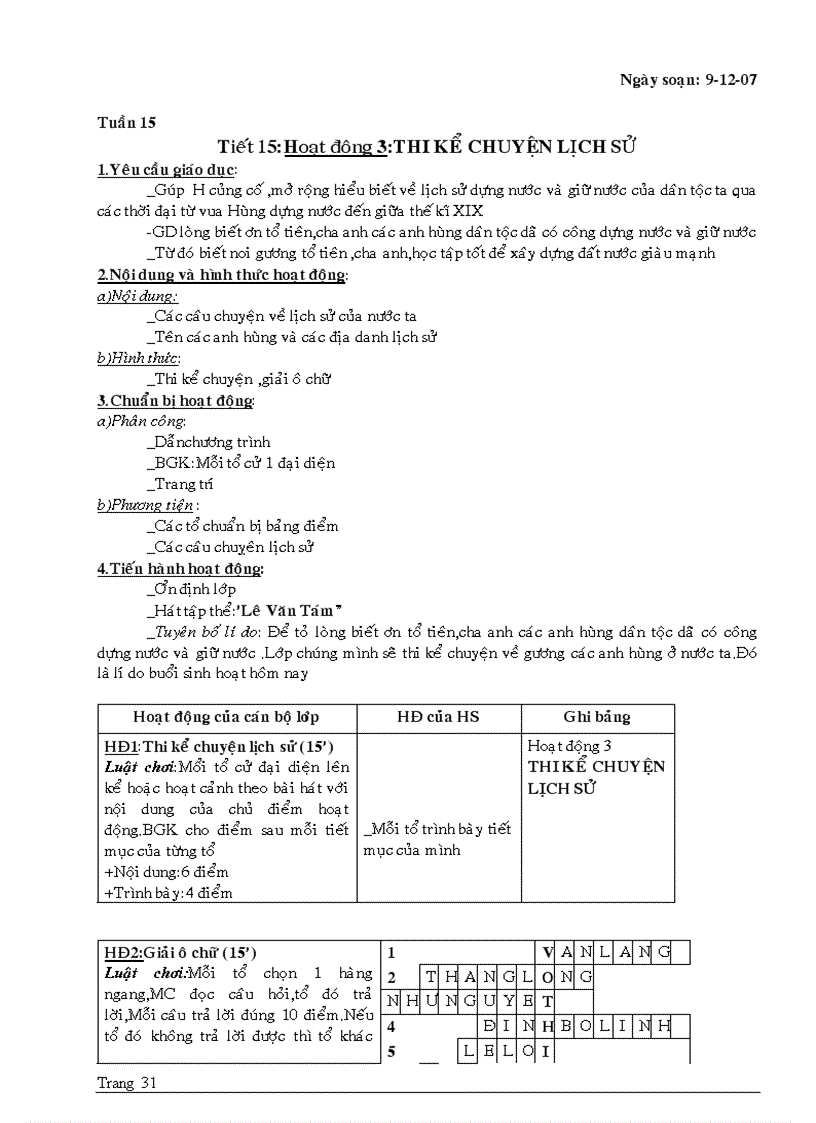 image for page Giao an Hoat Dong Ngoai Gio HK2 lop 7