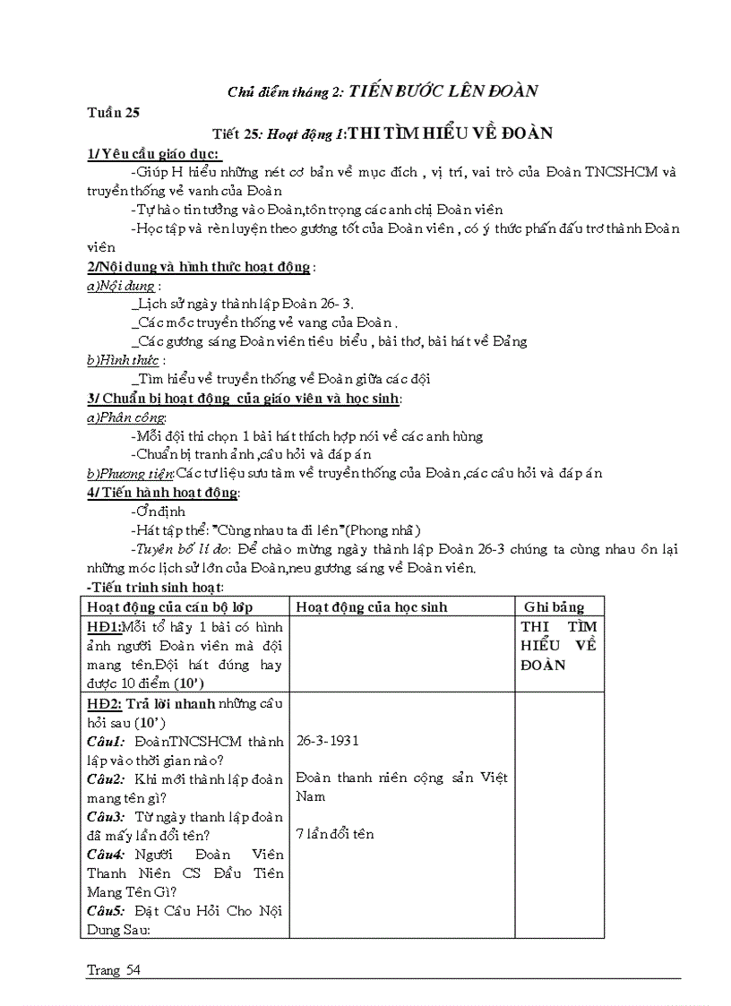 image for page Giao an Hoat Dong Ngoai Gio HK2 lop 7