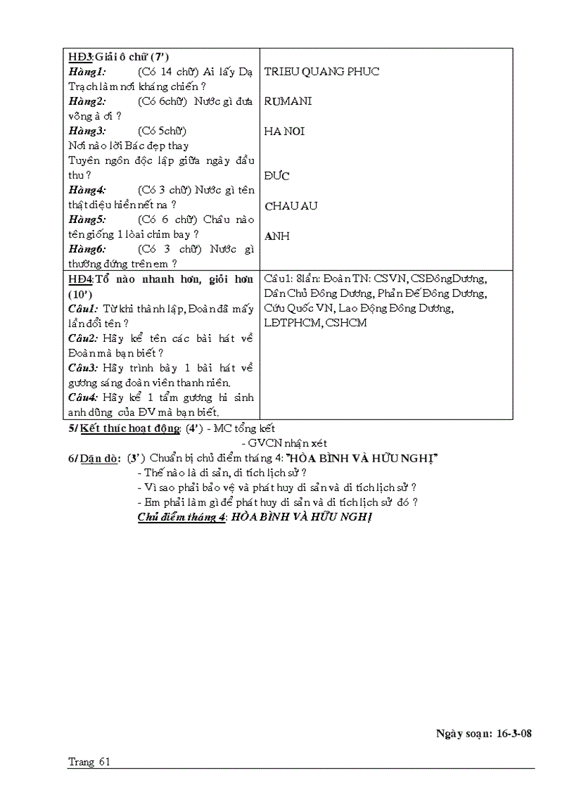 image for page Giao an Hoat Dong Ngoai Gio HK2 lop 7