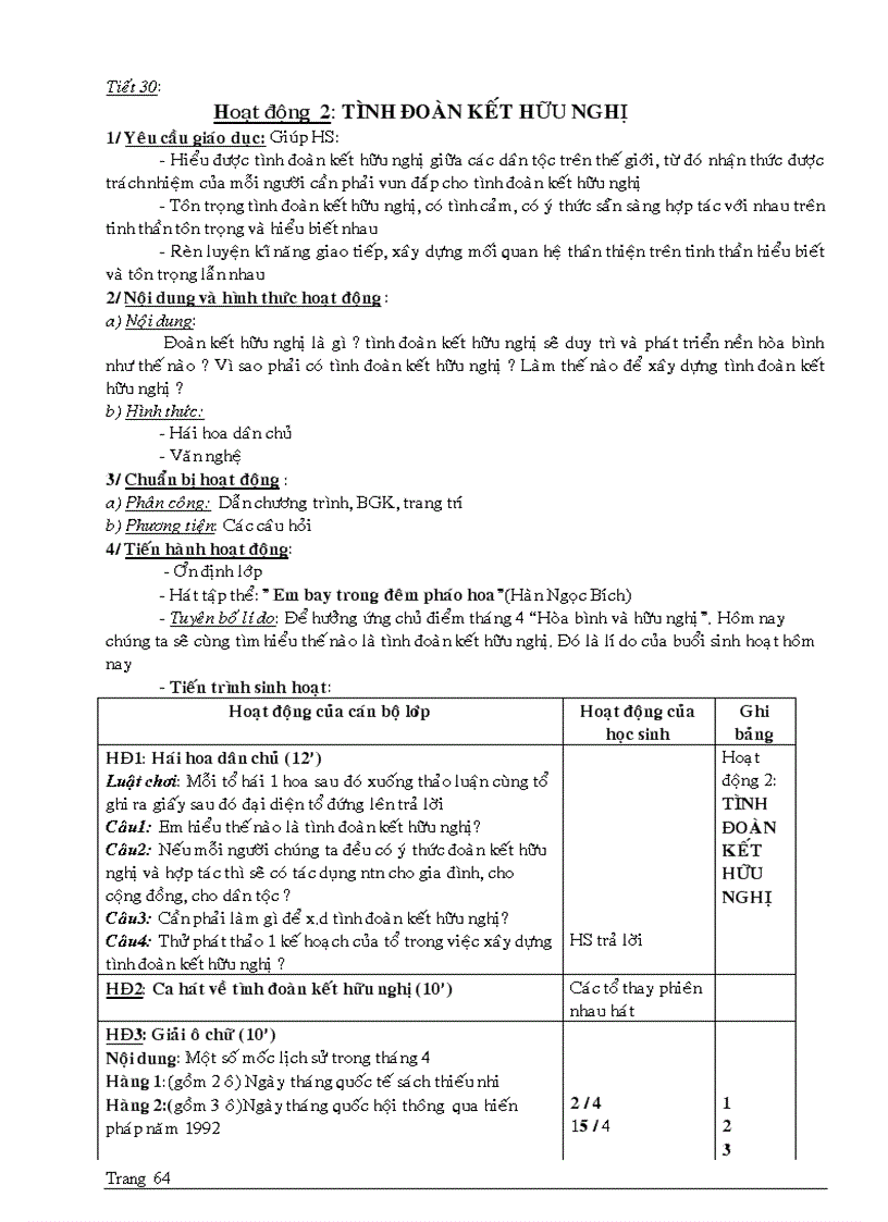 image for page Giao an Hoat Dong Ngoai Gio HK2 lop 7