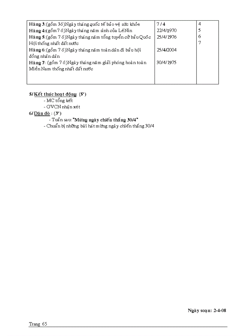 image for page Giao an Hoat Dong Ngoai Gio HK2 lop 7