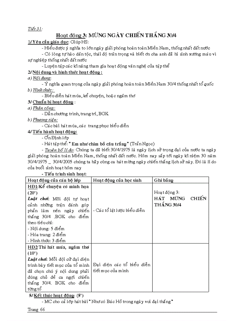 image for page Giao an Hoat Dong Ngoai Gio HK2 lop 7