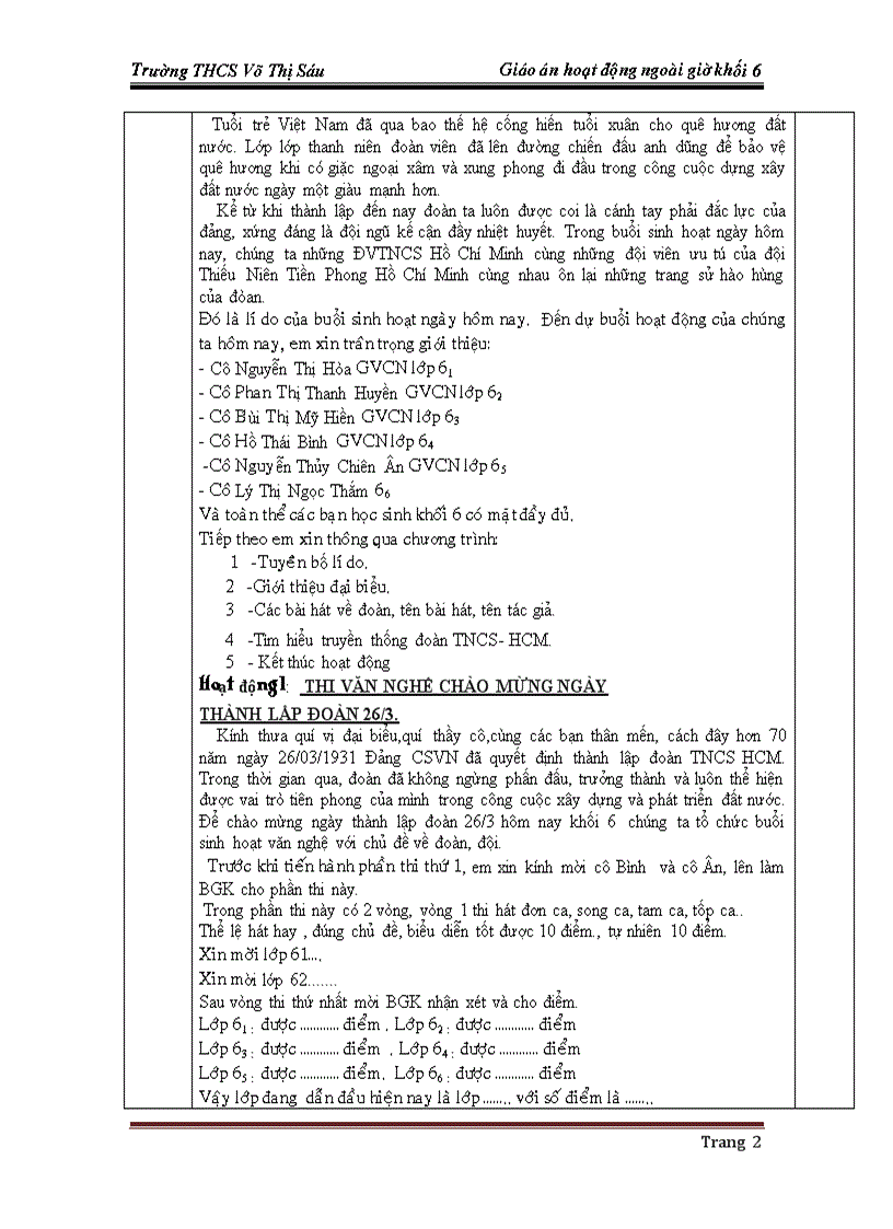 image for page Giáo án hoạt động ngoài giờ tháng 3