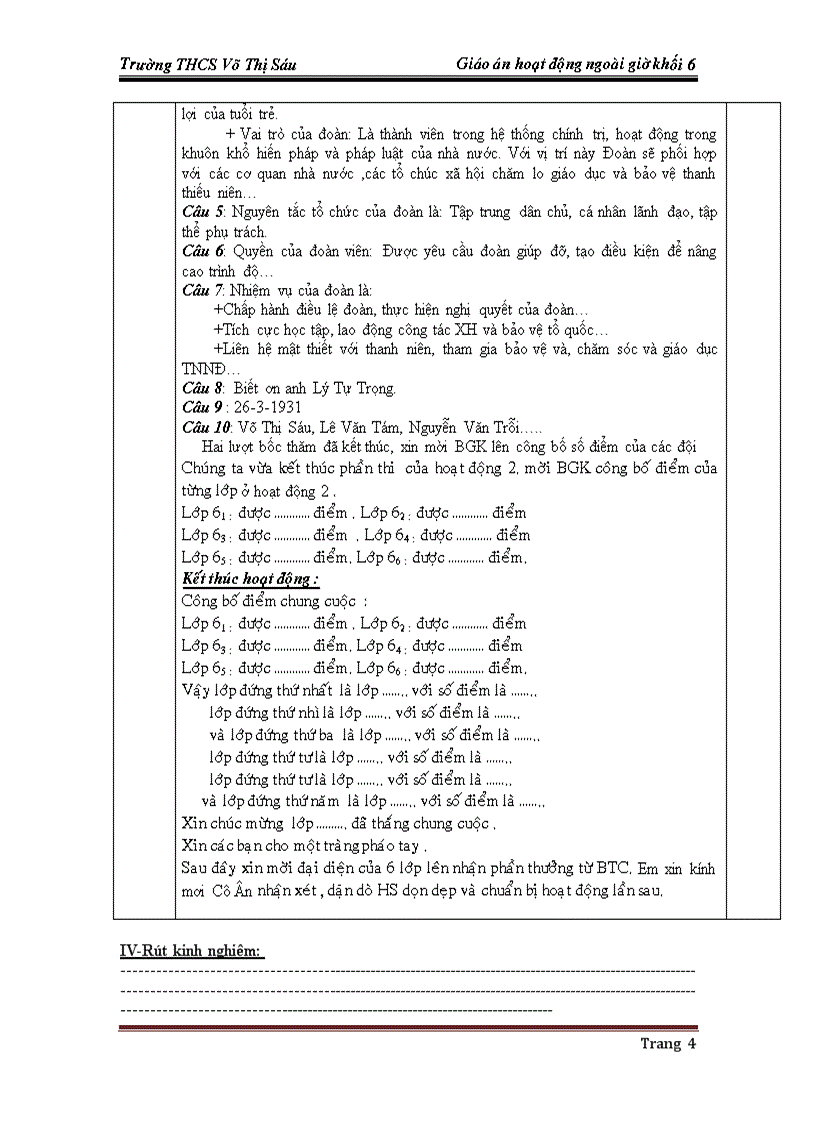 image for page Giáo án hoạt động ngoài giờ tháng 3