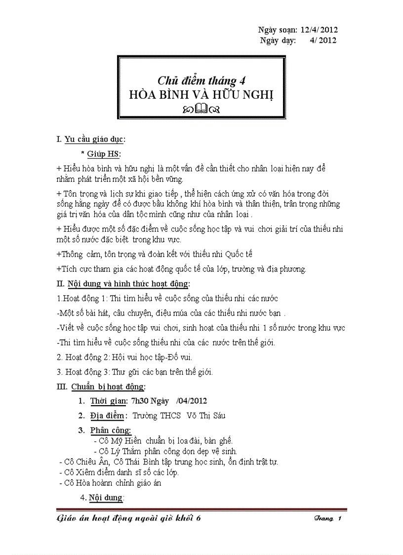 image for page Giáo án hoạt động ngoài giờ tháng 4