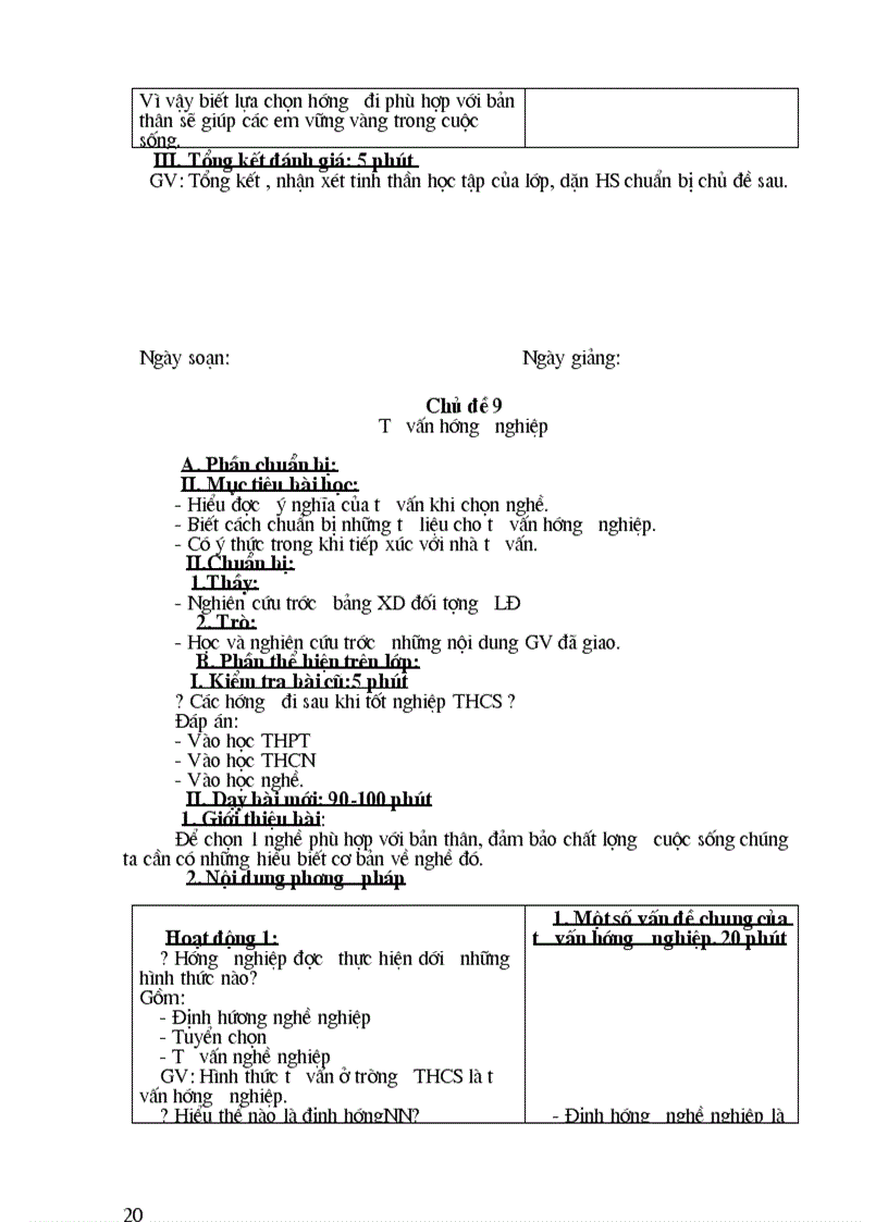 image for page Giao an huong nghiep 9